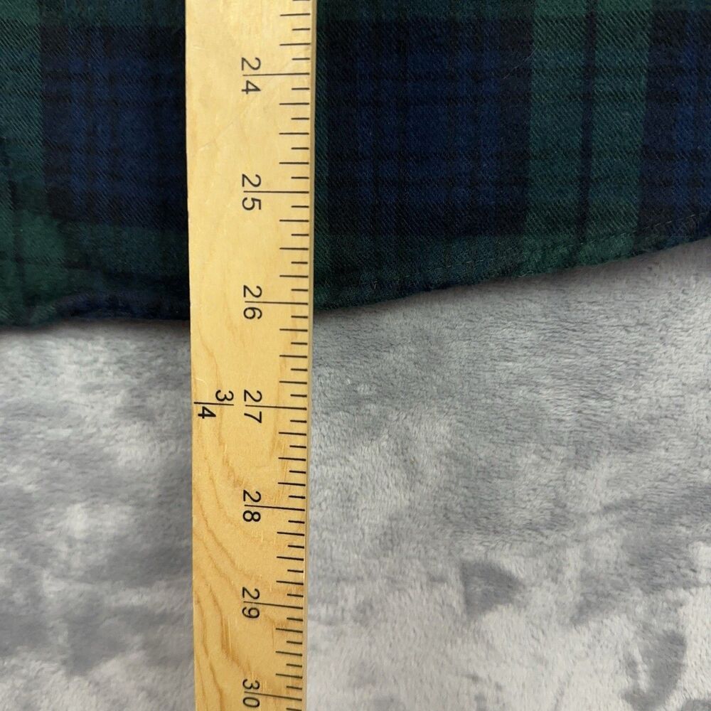 LL Bean Top Women’s Sz M Black Watch Plaid Green Blue Long Sleeve Flannel Shirt - Picture 7 of 7